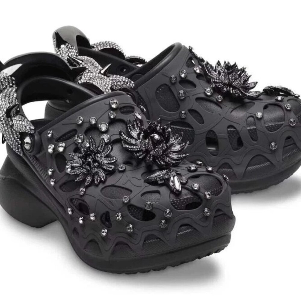Crocs x Swarovski Platform Bae Clog Crystals Black Collab - Picture 2 of 5
